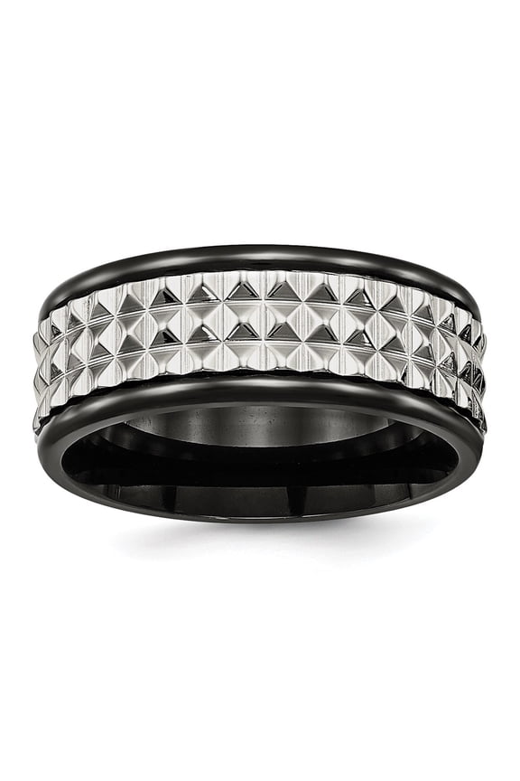 Stainless Steel Black Ion Plated Textured Ring Fine Jewelry For Women Gifts For Her, Size 10