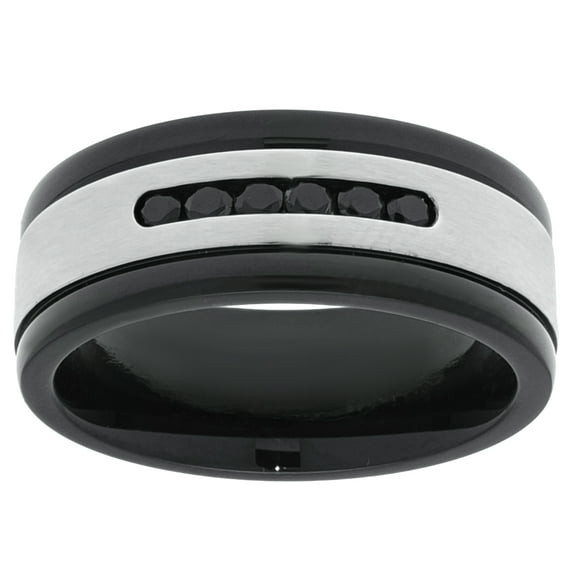 Stainless Steel Black Ion Plating and Black Cubic Zirconia