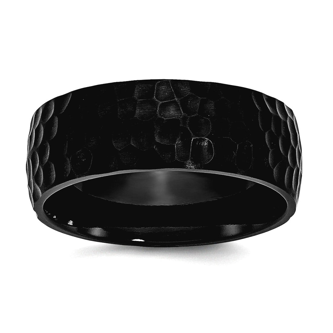 Stainless Steel Black Ip Plated Hammered 8mm Band Ring Size 13 Ring for Women and Men