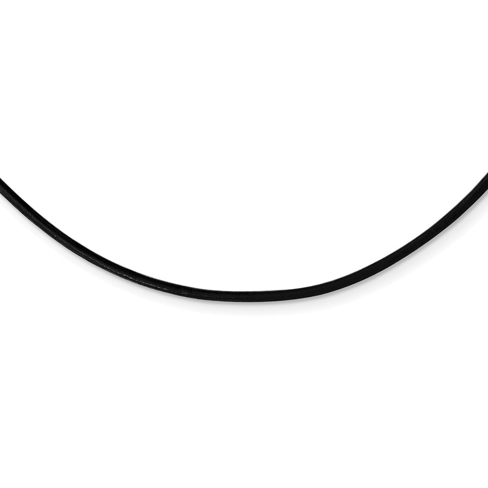 Stainless Steel Black Leather 1.5mm Cord 20in Necklace; 20 inch; Lobster (Fancy) Clasp; for Adults and Teens; for Women and Men