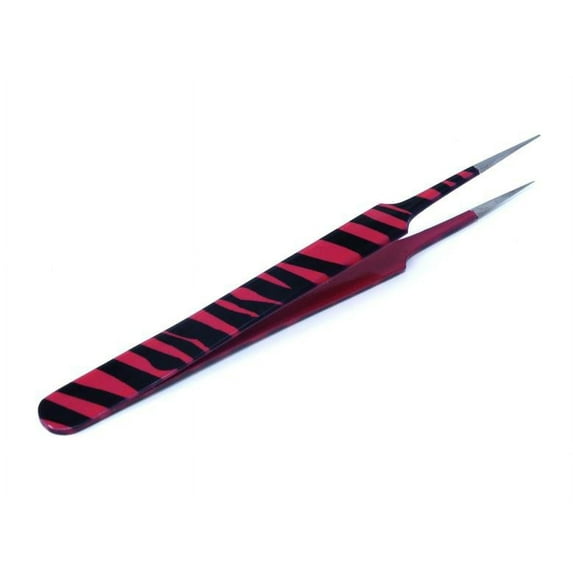 Stainless Steel Black Pink Zebra Color Eyelash Extension Tweezer Straight A type
