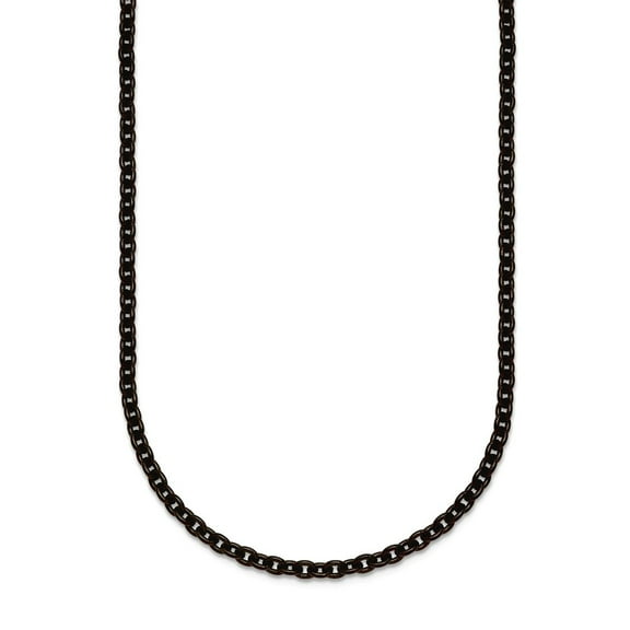Stainless Steel Black Pvd 3.1mm Oval Link Chain Necklace 16 Inch Chain Necklace for Women and Men