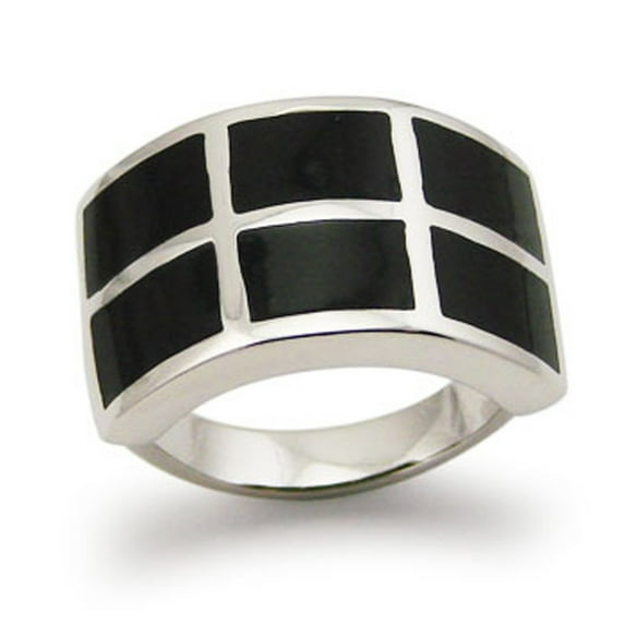 Stainless Steel Black Resin Arch Style Cocktail Ring