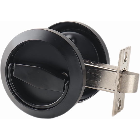 Stainless Steel Black Round Recessed Door Lock, Hidden Install Cup Door Knob Lock, Recessed Door Handles, Flat Door Pulls Latch Knob, Pocket Door Handle Without Keys