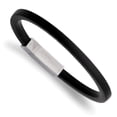 thumbnail image 1 of Stainless Steel Black Rubber 8.5in Bracelet, 1 of 1