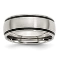 thumbnail image 1 of Stainless Steel Black Rubber 8mm Brushed Band Size: 10; for Adults and Teens; for Women and Men, 1 of 6