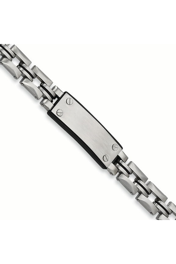 Stainless Steel Brushed Spectrolite and Black Agate Beaded Stretch Bracelet