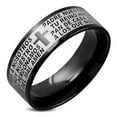 thumbnail image 1 of Stainless Steel Black Silver-Tone Padre Nuestro Lords Prayer in Spanish Ring Band, 1 of 1