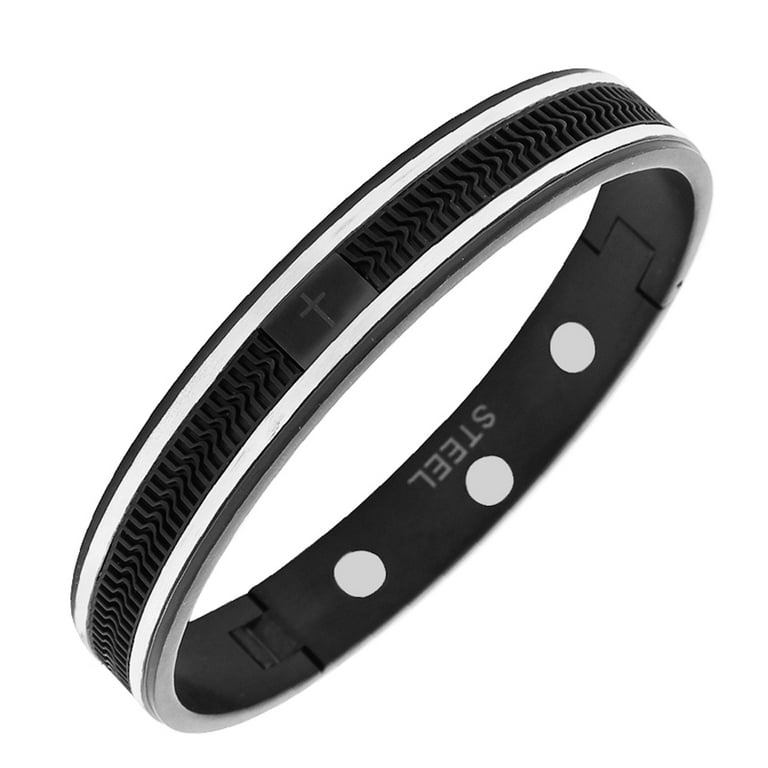 Steel and rubber men's bangle. Steel and rubber men's bangle.