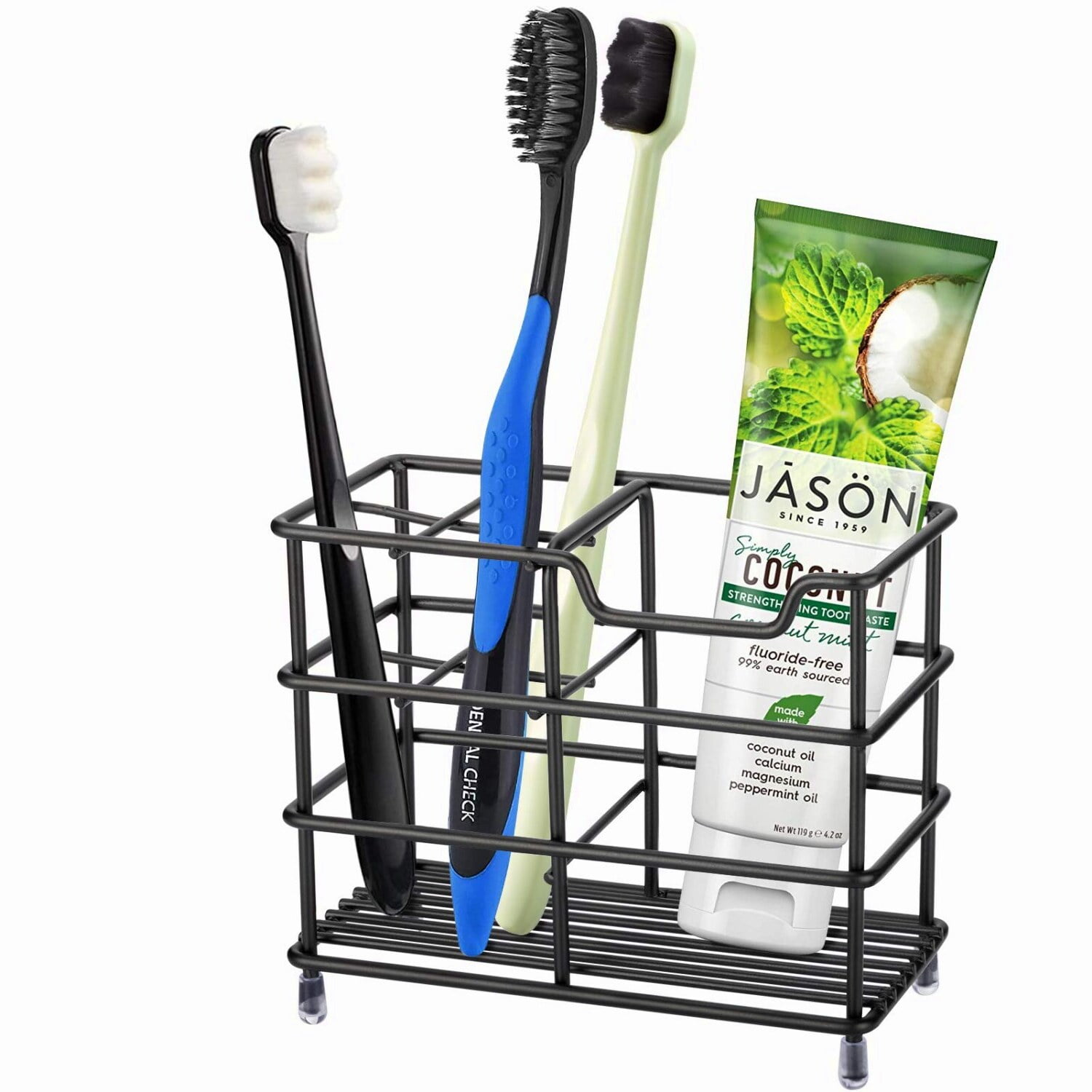 Black Stainless Steel Freestanding Toothbrush and Toothpaste Holder