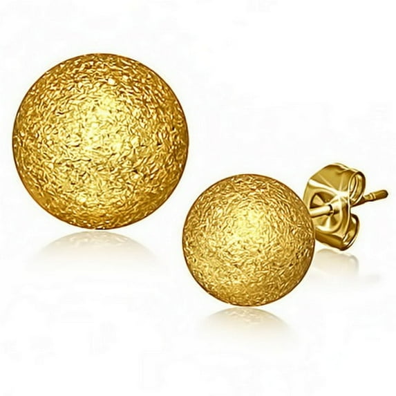 Stainless Steel Black Yellow Gold-Tone Silver-Tone Glitter Womens Round Stud Earrings