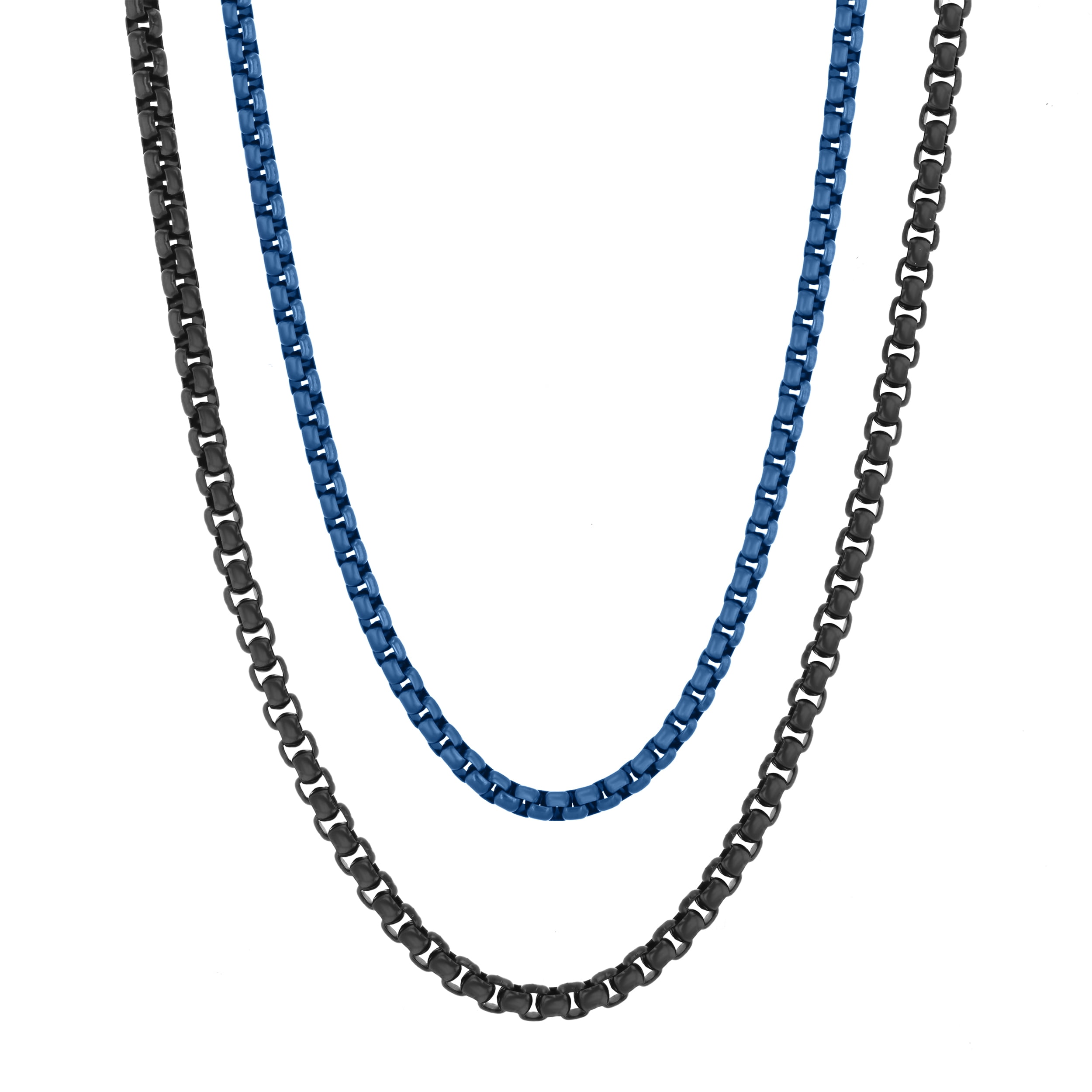 Stainless Steel Black and Blue IP Chain Set - Believe by Brilliance