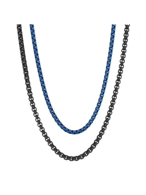 Stainless Steel Black and Blue IP Chain Set - Believe by Brilliance