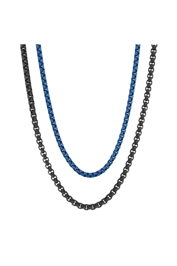 Stainless Steel Black and Blue IP Chain Set - Believe by Brilliance