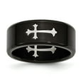 thumbnail image 1 of Stainless Steel Black-plated With Polished Cross Ring - Size 11 - Measures 9mm Wide , 1 of 2