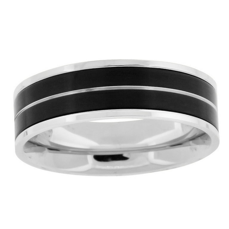 7 mm Matte Black Stainless Steel Ring