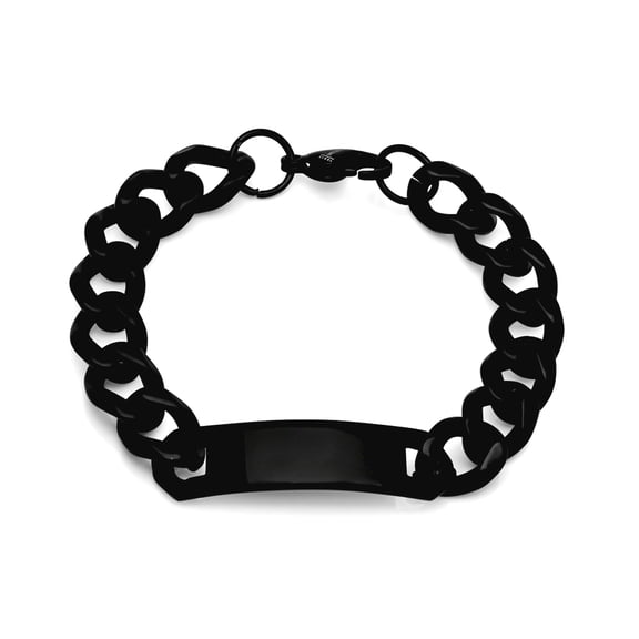 Stainless Steel Black-tone Mens Comfort Curb ID Bracelet Identification Bracelet for Men