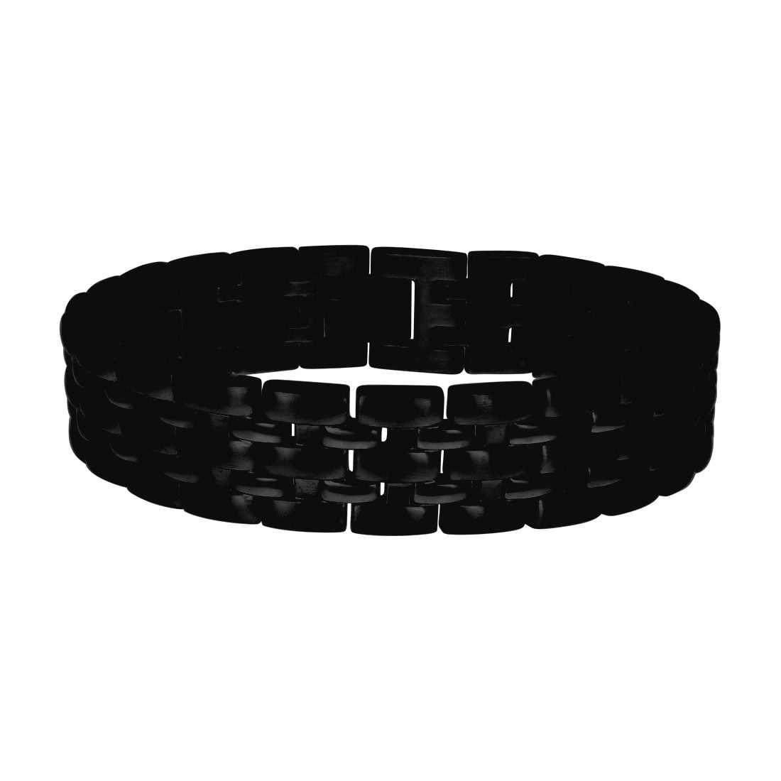Stainless Steel Black-tone Mens Fashion Bracelet 8.5 Inch 15mm Wide Link Bracelet for Men