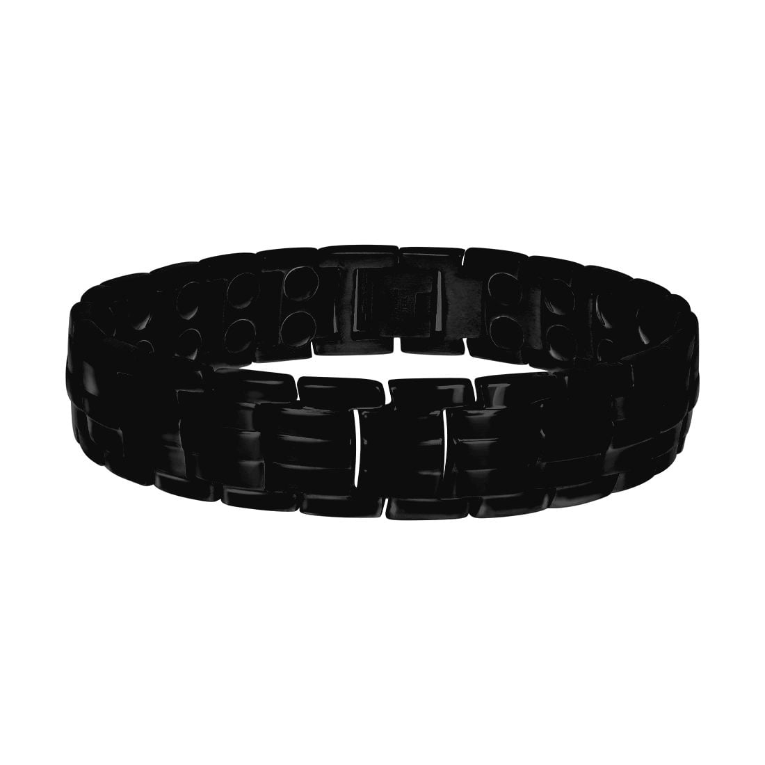 Stainless Steel Black-tone Mens Fashion Bracelet 8.5 Inch 15mm Wide Link Bracelet for Men
