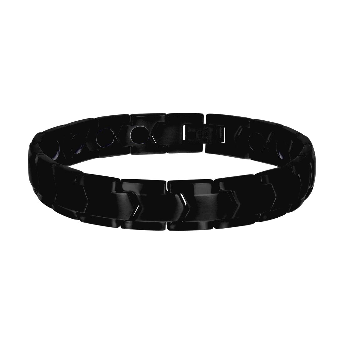 Stainless Steel Black-tone Mens Fashion Bracelet 8 Inch 11mm Wide Link Bracelet for Men