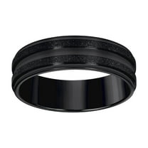 Stainless Steel Black tone Mens Stone Finish Grooved Comfort-Fit Wedding Band 7mm Size 12 Wedding Band for Men