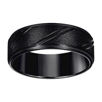 Stainless Steel Black tone Mens Stone Finish Grooved Comfort-Fit Wedding Band 8mm Size 9 Wedding Band for Men