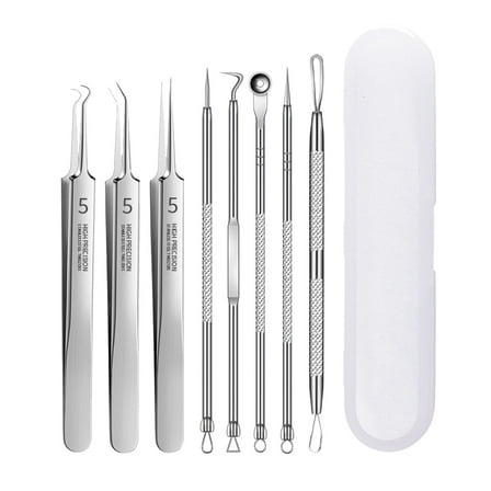 Stainless Steel Blackhead Extractor Tool Set 8 Piece Pimple Comedone Removal Kit For Facial Skin Care And 8PCS