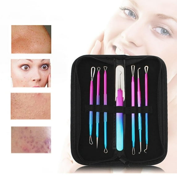 Stainless Steel Blackhead Remover Set, 7 Pieces Pimple Extractor Kit