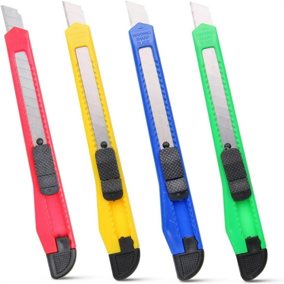 Stainless Steel Blade Kit 4 Pack Box Cutter Knife, 3-rd Gen Utility Knives, Razor Blade Opener, Utility Knives, Box Cutters Retractable, Small Work Knife by Htaexpu
