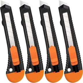 Stainless Steel Blade Kit 4 Pack Box Cutter, Utility Knife, Box Cutter Retractable with 18mm Snap-Off Blade, Box Cutters for Paper, Plastic, Cardboard, Box Cutter Knife, Razor Knife, Utility Knife Re
