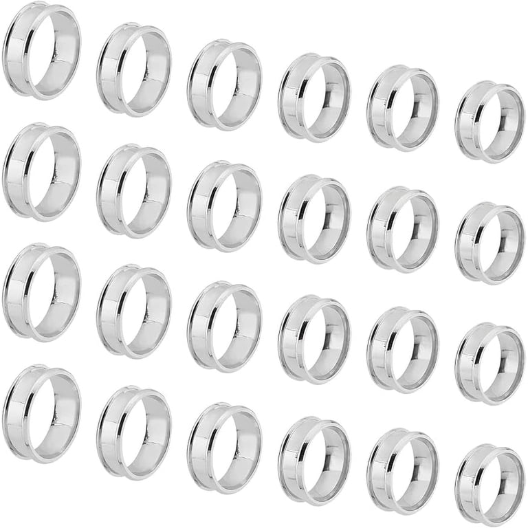 Ring Blanks 21pcs 7 Size Blank Core Ring Stainless Steel Finger Ring ...