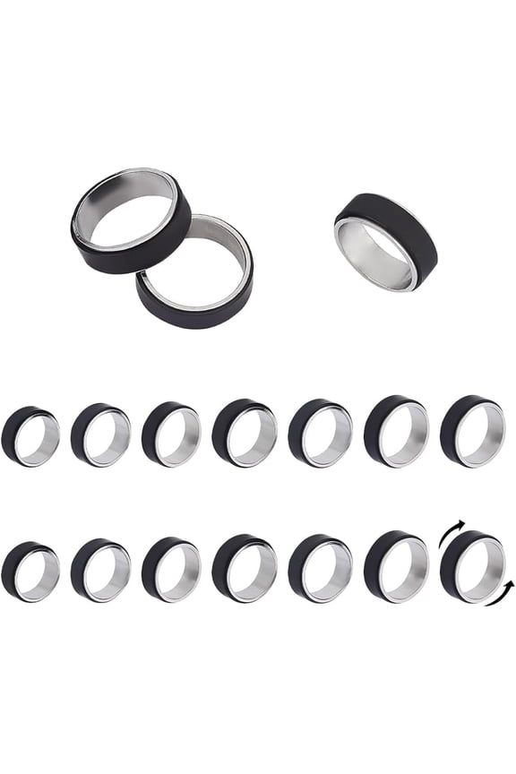 Stainless Steel Blank Ring Spinner Ring Rotatable Fidge Spinner Rings Laser Inscription Plain Blank Finger Ring Stress Anxiety Relief Rotating Ring Finger Band Rings