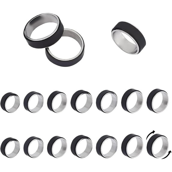 Stainless Steel Blank Ring Spinner Ring Rotatable Fidge Spinner Rings Laser Inscription Plain Blank Finger Ring Stress Anxiety Relief Rotating Ring Finger Band Rings