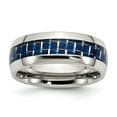 thumbnail image 1 of Stainless Steel Blue Carbon Fiber Inlay Polished Band Size: 8; for Adults and Teens; for Women and Men, 1 of 6