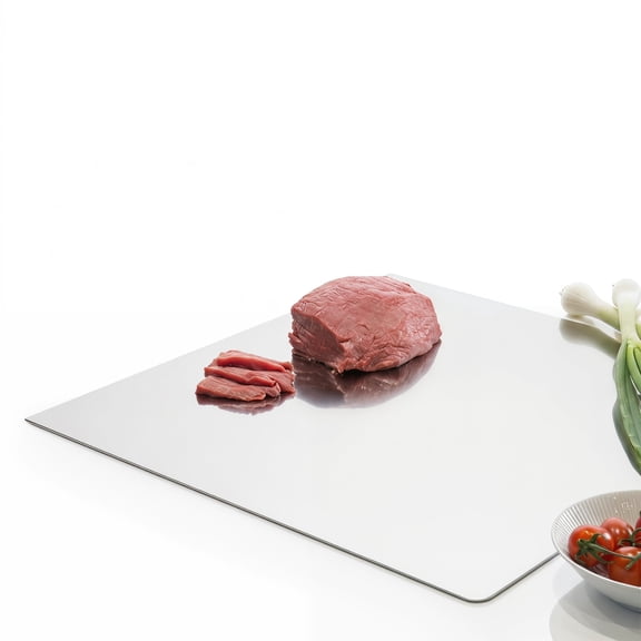 Stainless Steel Board with L-Shape Lipped Edge, Brushed Surface, Multi-Use Kitchen Chopping Board, 15.7 x 11.8 In