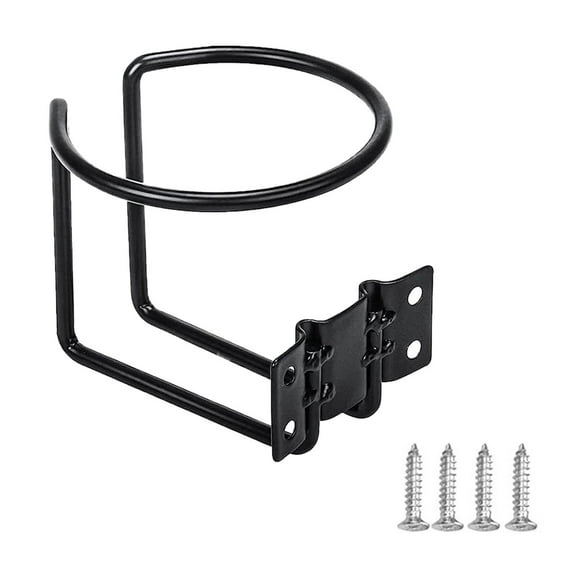 Stainless Steel Boat Cup Holder - Universal Black Coated Drink Holder for Boat, Yacht, Truck, RV, Tractor & Outdoor Swing - Fits Most Beverage Cans & Bottles