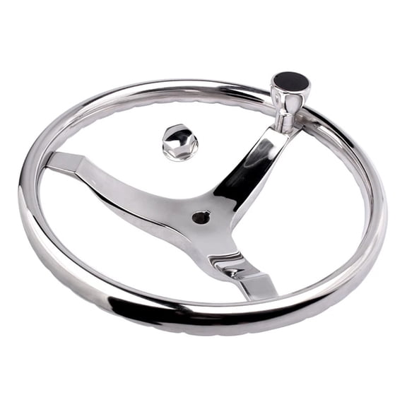Stainless Steel Boat Steering Wheel 3 Spoke 13-1/2" Dia, With 5/8" -18 Nut