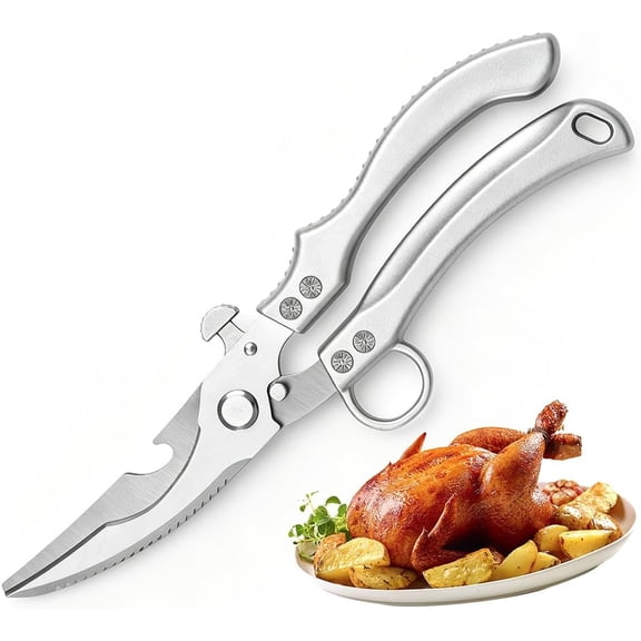 Stainless Steel Bone-Cut Kitchen Scissors, 2026 New Heavy Duty Poultry Shears for Home Cooking, Multipurpose Kitchen Shears for Restaurant, Professional Meat Shears for Chef (White)