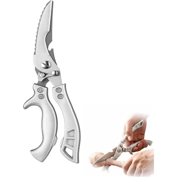 Stainless Steel Bone-Cut Kitchen Scissors,2026 Upgrade Heavy Duty Kitchen Scissors for Food, Multi-Purpose Kitchen Shears for Meat Chicken Bone Fish Turkey Vegetables Seafood (1PCS)