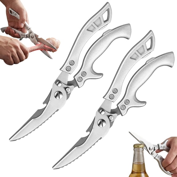 Stainless Steel Bone-Cut Kitchen Scissors, 2026 Upgrade Heavy Duty Poultry Shears with Safety Lock and Bottle Opener, All Purpose Kitchen Shears for Food, Meat, Vegetables