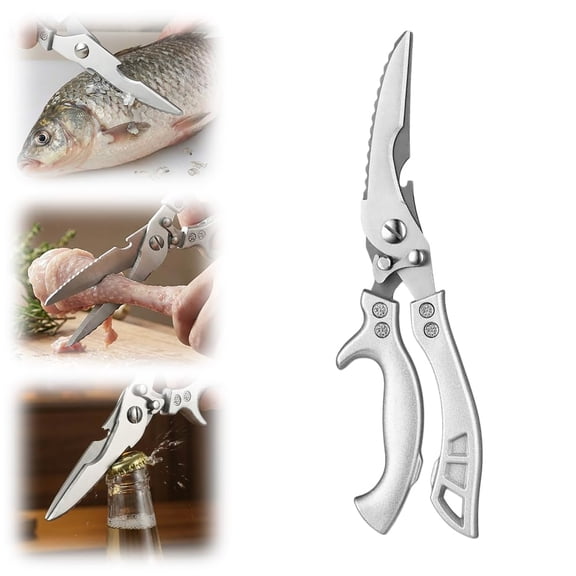 Stainless Steel Bone-Cut Kitchen Scissors, Heavy Duty Kitchen Scissors for Bone Cutting, Multi-Function Snips for Chicken, Meat, Fish, Vegetables