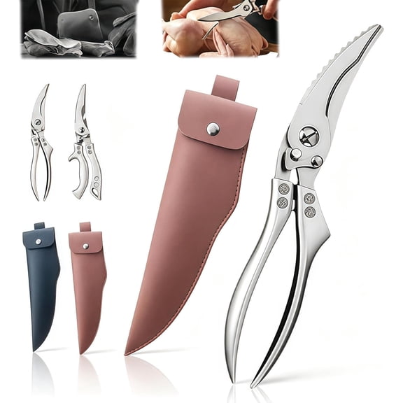 Stainless Steel Bone Cut Kitchen Scissors Spring Loaded for Chicken PoultryA-b