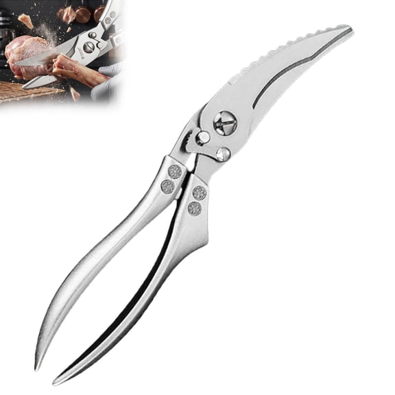 Stainless Steel Bone-Cut Kitchen Scissors,uty Sharp Stainless Steel Kitchen Scissors, for Meat Chicken Bone,Sharp Bone Cutting Scissors with Anti-Slip Handle and Safety Lock for Chicken/Duck Bones et