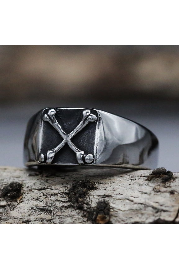 Stainless Steel Bone Design Mens Ring Titanium Steel Geometric Band Jewelry Unisex Modern Ring Accessory Style