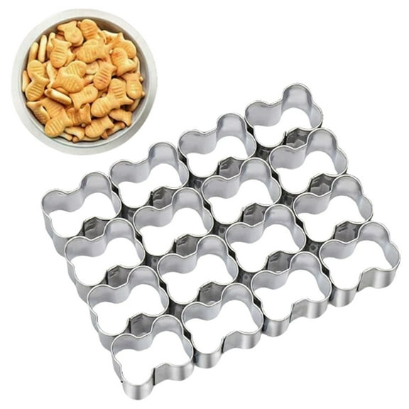 Stainless Steel Bone-Shaped Cookie Cutters, 16 Cavity Mini Dog Bone Biscuit Molds, Non-stick Dough Dog Bone Shapes Molds, for DIY Baking, Cookies, Bread, Homemade Pet Treats