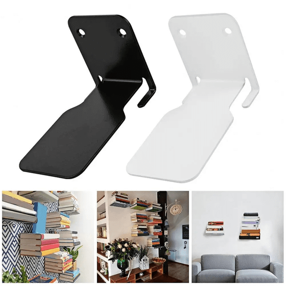 Stainless Steel Bookshelf Heavy-Duty Stylish Floating Bookshelf Set Space-Saving Wall y12398