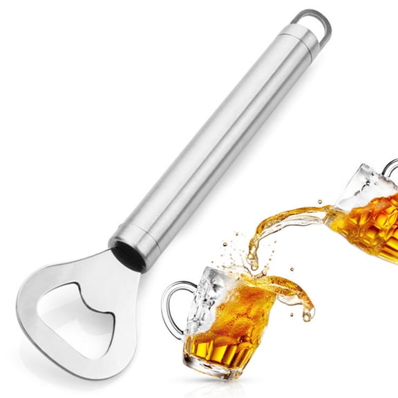 Stainless Steel Bottle Opener 18cm Non-Slip Ergonomic Handle Multi-Function Beer Wine Drink Cap Lifter Hanging Hole Lightweight Durable for Kitchen Bar Restaurant Home Picnic