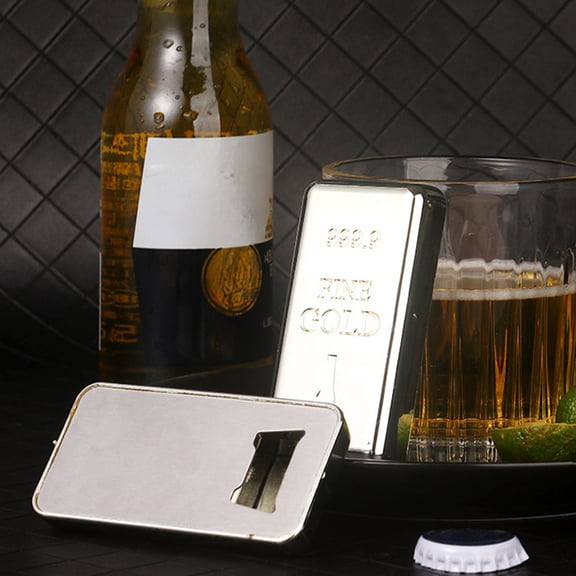Stainless Steel Bottle Opener with Brick Design, 2 in 1 Can and Beer Opener for Home Bar and Parties, Unique for Housewarming and Birthdays
