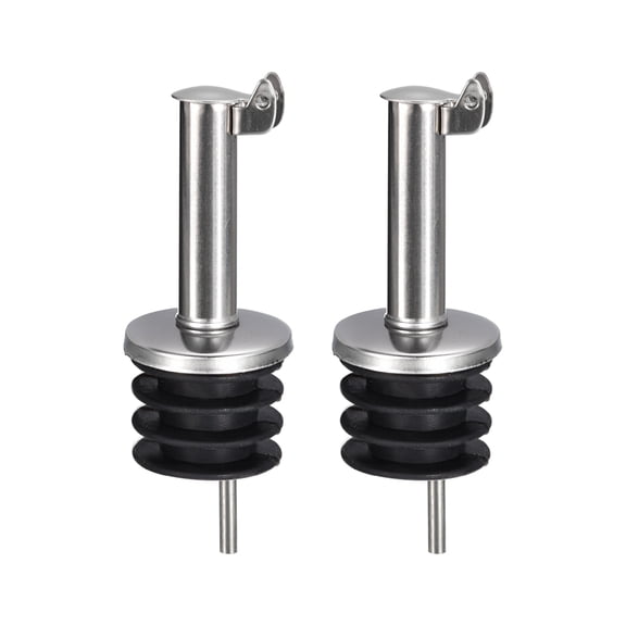 Stainless Steel Bottle Pourers, 2Pack Auto Flip Olive Oil Spout, for Bar Supplies Vinegar Bottle Wine Pourers (Black)