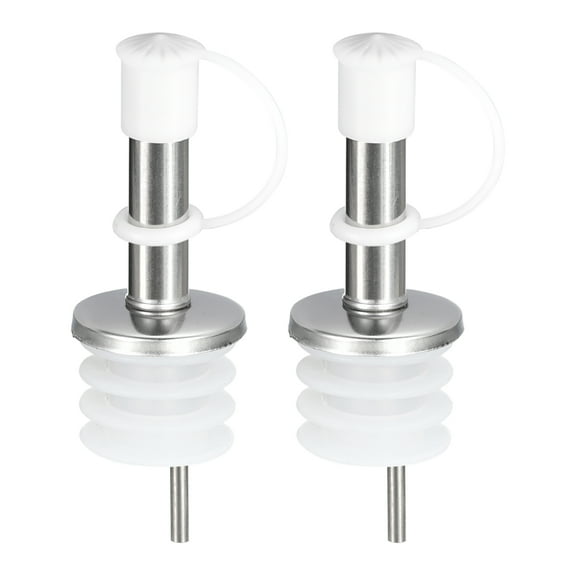 Stainless Steel Bottle Pourers, 2Pack Olive Oil Spout with Rubber Dust Caps, for Wine Liquor Vinegar Bottles (White)